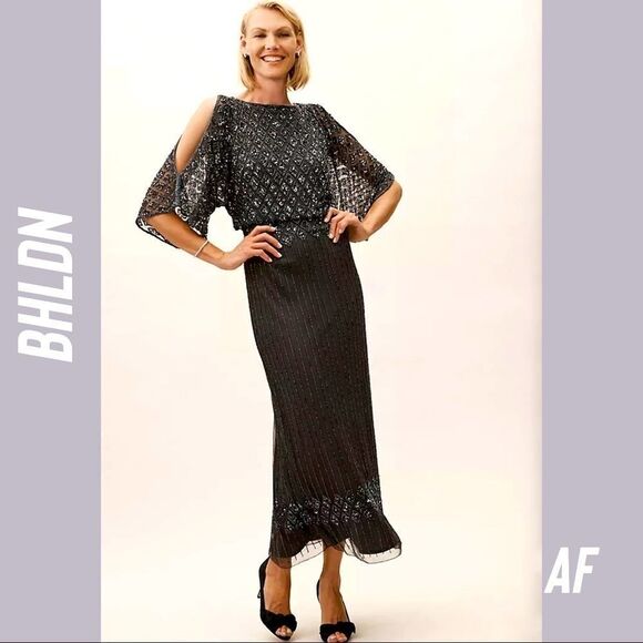 BHLDN BATHILDA BEADED SEQUINED GOWN GREY NEW NWT SIZE 10 - Picture 1 of 9